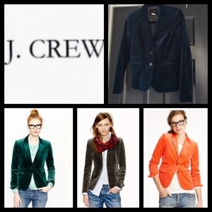 J. Crew Velvet Blazer in Green, Gray, and Orange